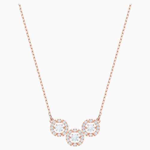 Swarovski Sparkling Dance Trilogy Necklace, White, Rose-gold tone plated