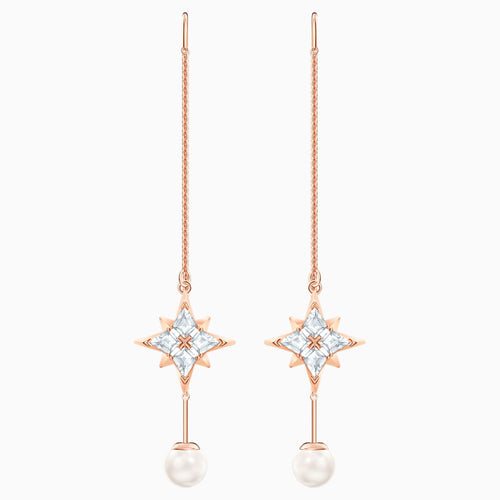 Swarovski Symbolic Chain Pierced Earrings, White, Rose-gold tone plated