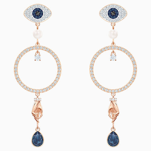 Swarovski Symbolic Hoop Pierced Earrings, Multi-coloured, Rose-gold tone plated