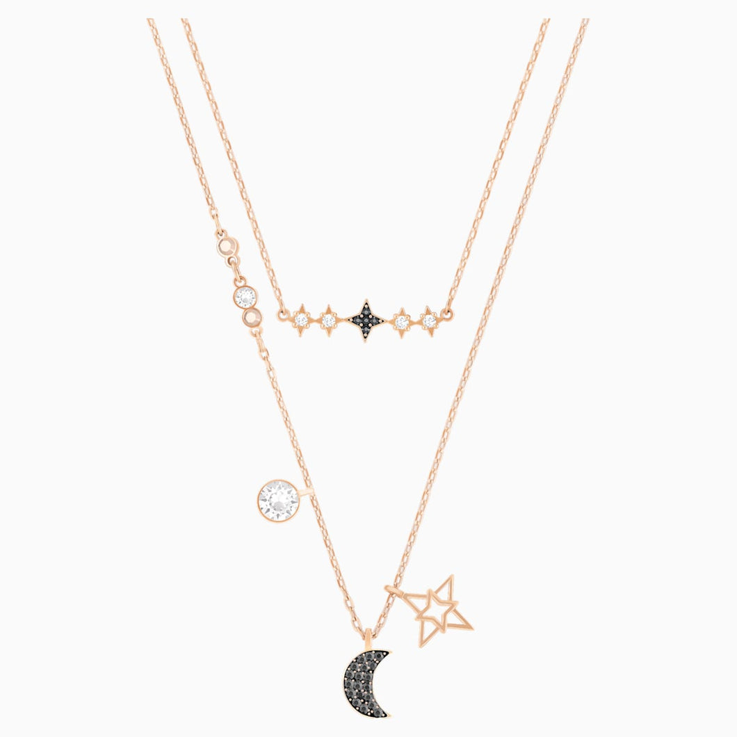 Swarovski Symbolic Moon Necklace Set, Multi-coloured, Mixed metal finish