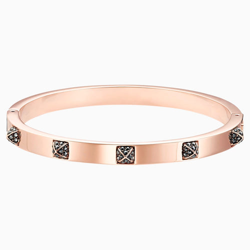 Tactic Bangle, Black, Rose-gold tone plated