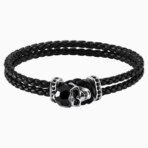 Taddeo Bracelet, Leather, Black, Palladium plated