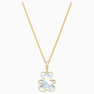 Teddy Pendant, White, Gold-tone plated