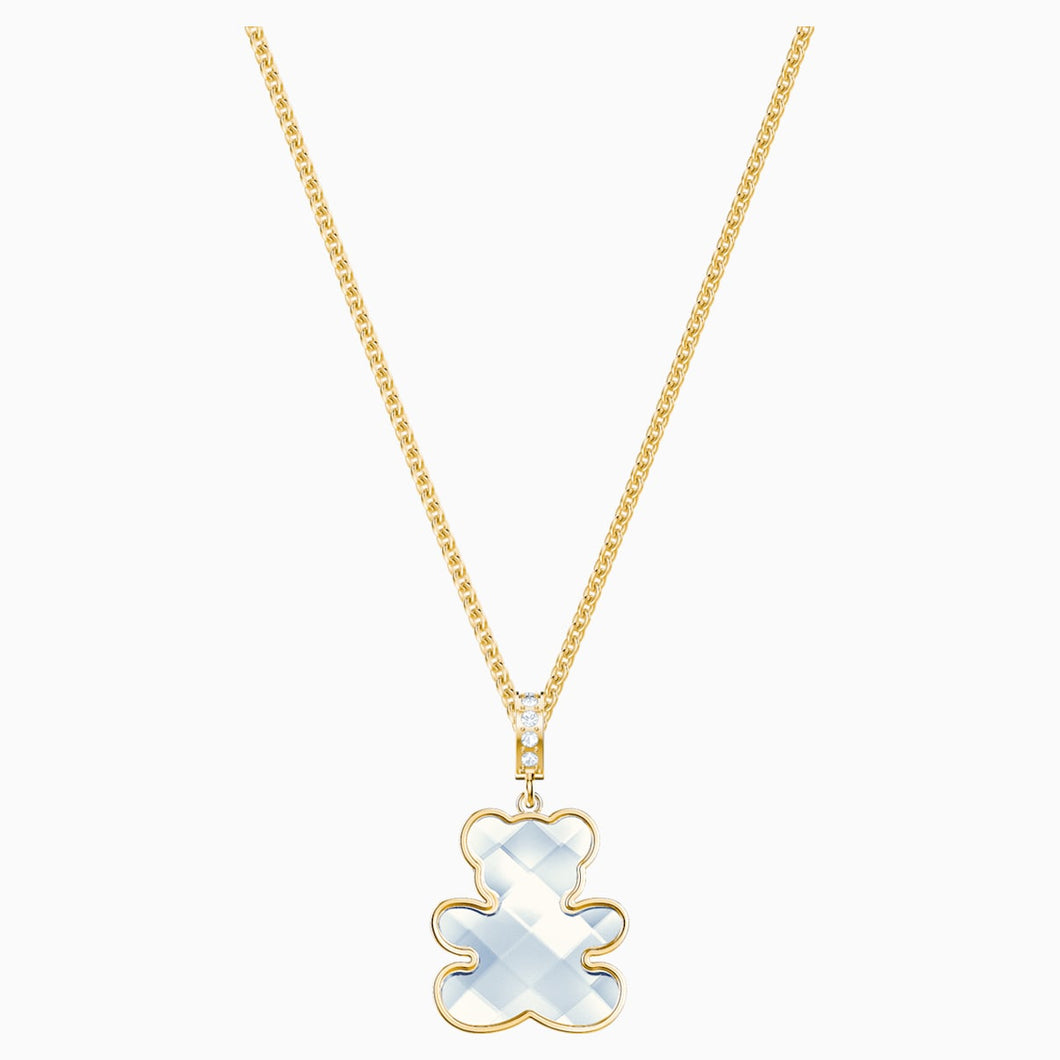 Teddy Pendant, White, Gold-tone plated