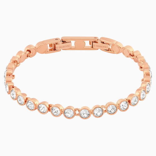 Tennis Bracelet, White, Rose-gold tone plated