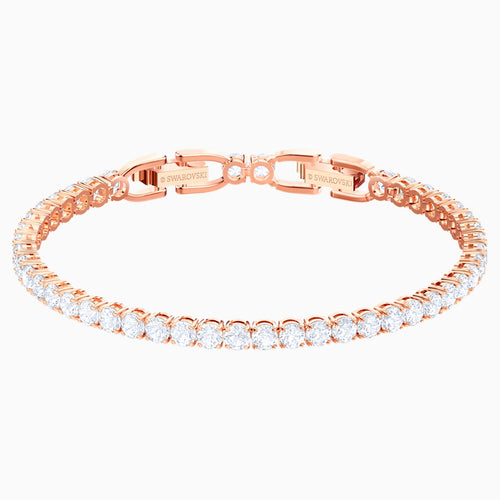 Tennis Bracelet, White, Rose-gold tone plated