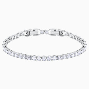 Tennis Deluxe Bracelet, White, Rhodium plated