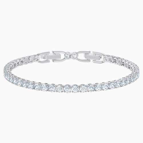 Tennis Deluxe Bracelet, White, Rhodium plated