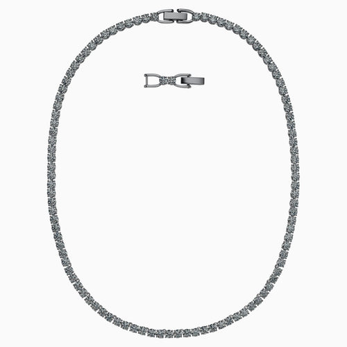 Tennis Deluxe Necklace, Black, Ruthenium plated