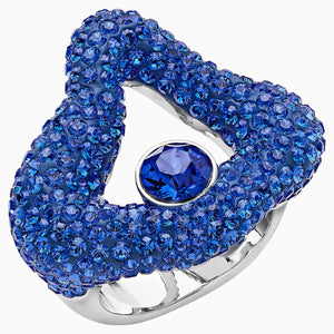 Tigris Open Ring, Blue, Palladium plated