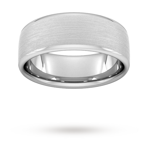 8mm Traditional Court Heavy Matt Finished Wedding Ring In 9 Carat White Gold