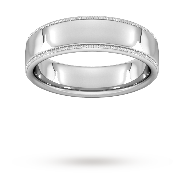 6mm Slight Court Heavy Milgrain Edge Wedding Ring In Platinum