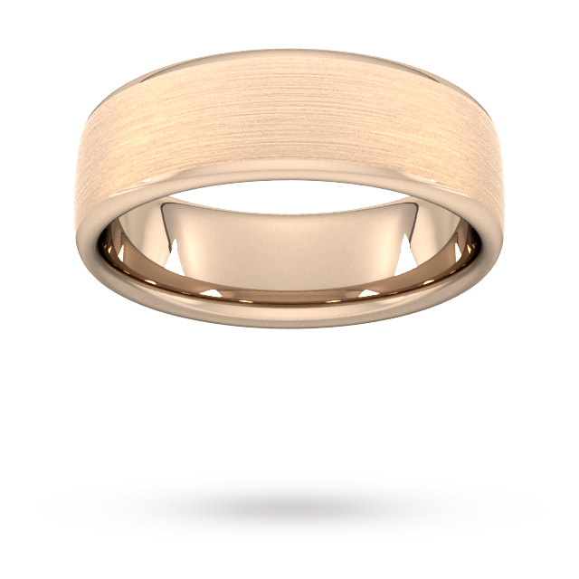 7mm D Shape Heavy Matt Finished Wedding Ring in 9 Carat Rose Gold