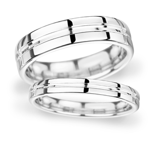 7mm D Shape Heavy Grooved polished finish Wedding Ring in 950 Palladium