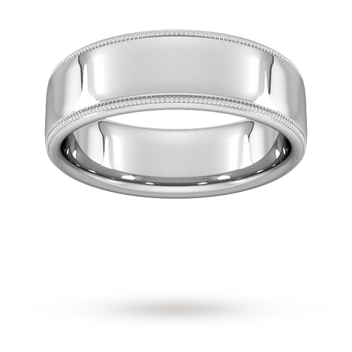 7mm Slight Court Heavy milgrain edge Wedding Ring in Platinum