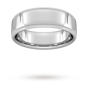 7mm Slight Court Heavy milgrain edge Wedding Ring in Platinum