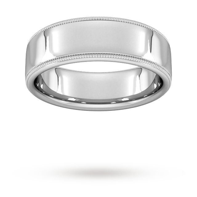 7mm Slight Court Heavy milgrain edge Wedding Ring in Platinum