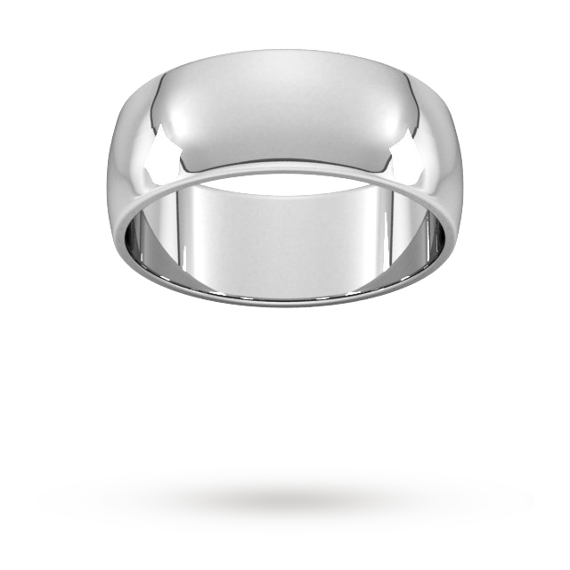 8mm D Shape Standard Wedding Ring In Sterling Silver - Ring Size T