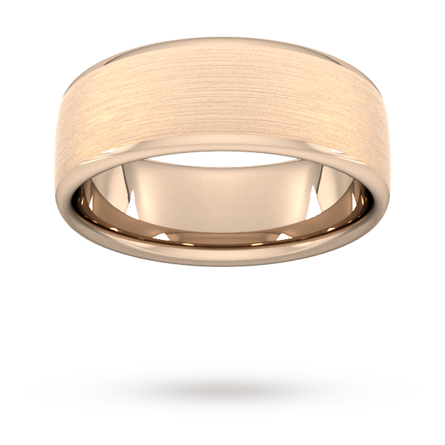 8mm Flat Court Heavy Matt Finished Wedding Ring In 18 Carat Rose Gold