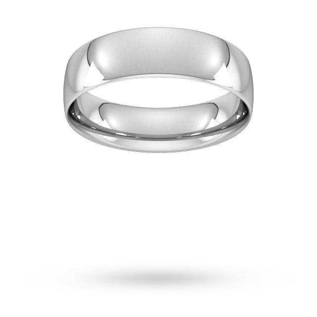 6mm Traditional Court Standard Wedding Ring in 9 Carat White Gold- Ring Size X