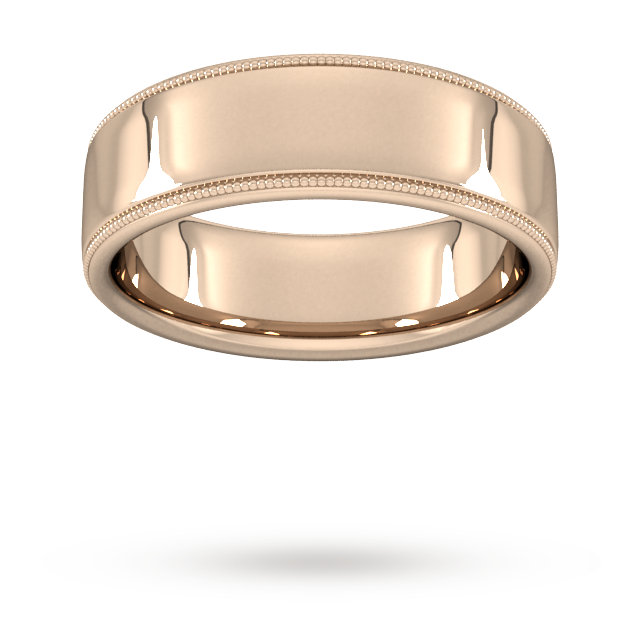 7mm Traditional Court Heavy Milgrain Edge Wedding Ring In 18 Carat Rose Gold