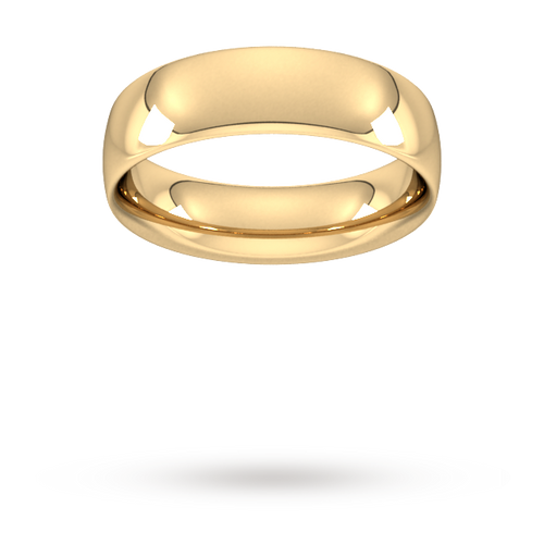 6mm Traditional Court Heavy Wedding Ring in 18 Carat Yellow Gold- Ring Size W