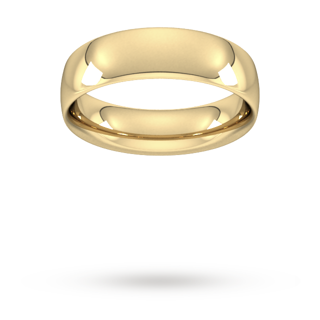 6mm Traditional Court Heavy Wedding Ring in 18 Carat Yellow Gold- Ring Size W