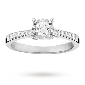 Brilliant cut 0.34 total carat weight solitaire and diamo ...