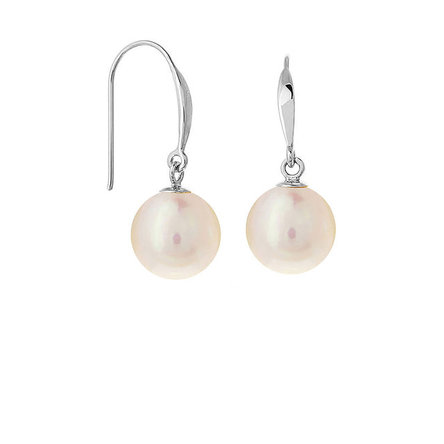 9ct White Gold Freshwater Pearl Drop Earrings