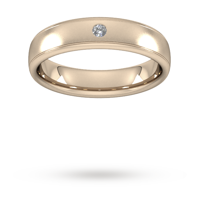 5mm Brilliant Cut Diamond Set Wedding Ring in 18 Carat Rose Gold - Ring Size V