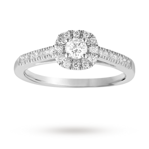 Brilliant cut 0.40 total carat weight diamond halo ring w ...