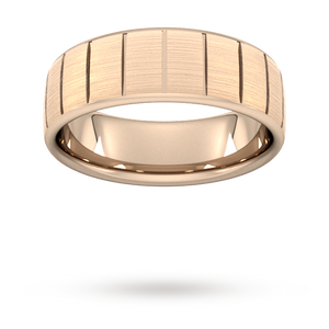 7mm Slight Court Standard vertical lines Wedding Ring in 9 Carat Rose Gold