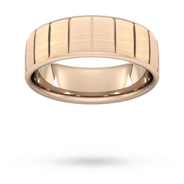 7mm Slight Court Standard vertical lines Wedding Ring in 9 Carat Rose Gold