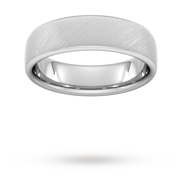 6mm Slight Court Heavy Diagonal Matt Finish Wedding Ring In 950 Palladium