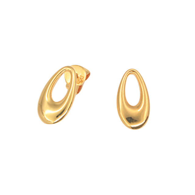 Gold Vermeil Oval Drop Earrings