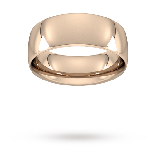 8mm Traditional Court Heavy Wedding Ring in 18 Carat Rose Gold- Ring Size P