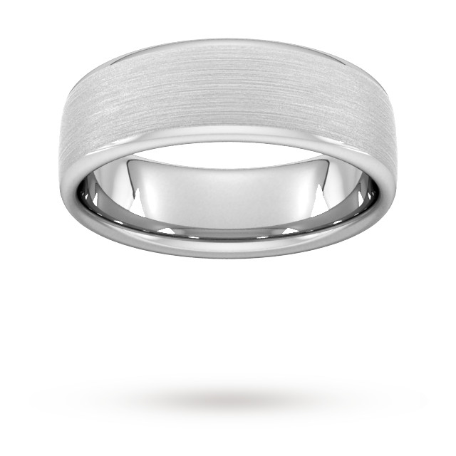 7mm Slight Court Heavy Matt Finished Wedding Ring in 9 Carat White Gold