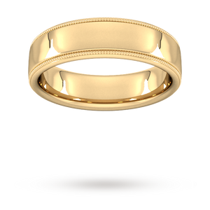 6mm Slight Court Heavy Milgrain Edge Wedding Ring In 9 Carat Yellow Gold