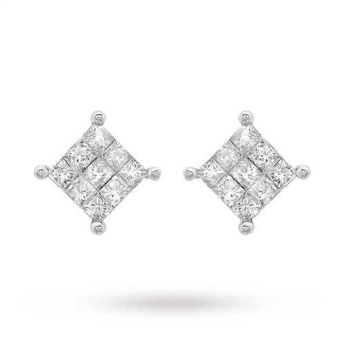 9ct White Gold Diamond Set Stud Earrings