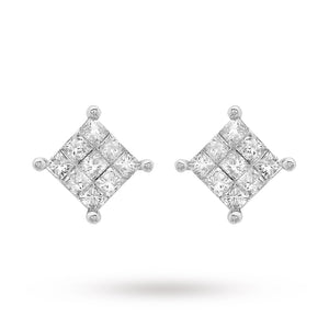 9ct White Gold Diamond Set Stud Earrings