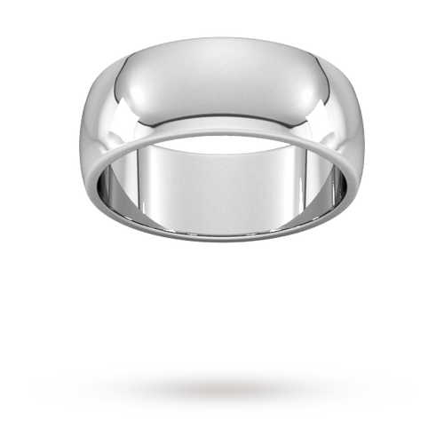 8mm D Shape Heavy Wedding Ring in 950 Palladium