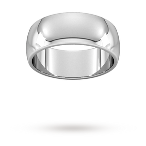 8mm D Shape Heavy Wedding Ring in 950 Palladium