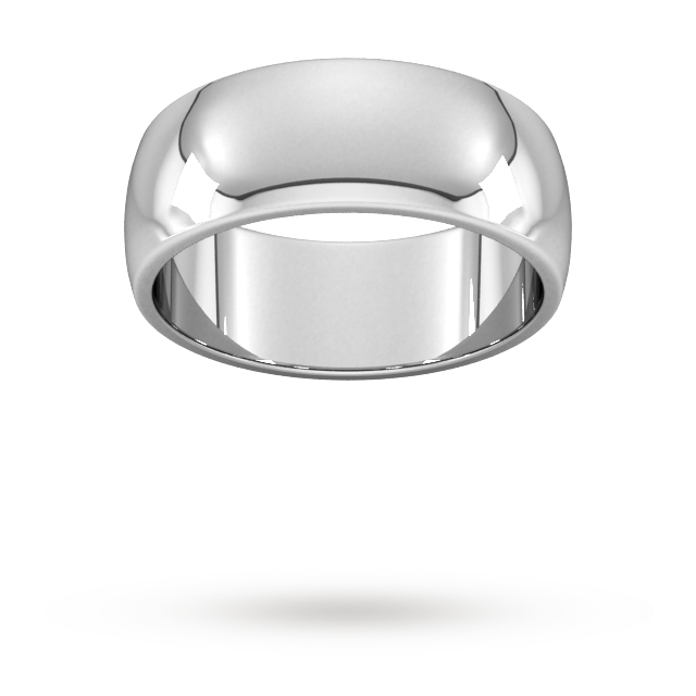 8mm D Shape Heavy Wedding Ring in 950 Palladium