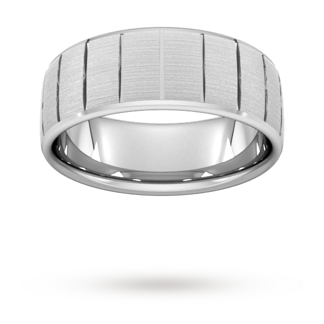 8mm Slight Court Standard vertical lines Wedding Ring in 950 Palladium