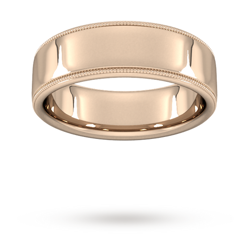 7mm Slight Court Heavy milgrain edge Wedding Ring in 9 Carat Rose Gold