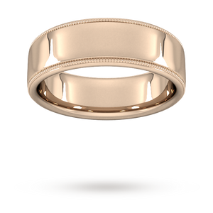 7mm Slight Court Heavy milgrain edge Wedding Ring in 9 Carat Rose Gold