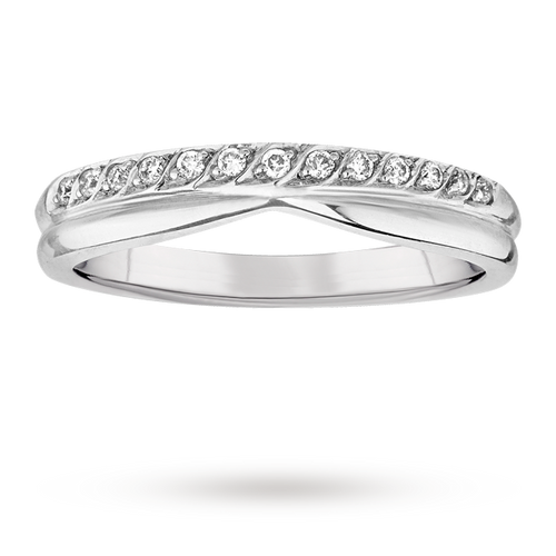 Ladies Diamond Set Shaped Wedding Ring in 18 Carat White Gold - Ring Size M