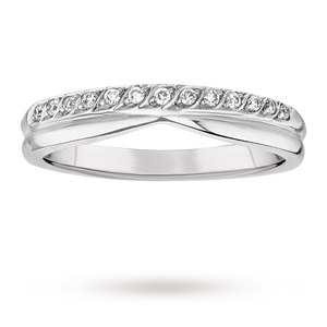 Ladies Diamond Set Shaped Wedding Ring in 18 Carat White Gold - Ring Size M