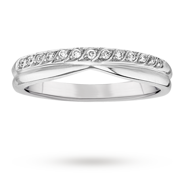 Ladies Diamond Set Shaped Wedding Ring in 18 Carat White Gold - Ring Size M