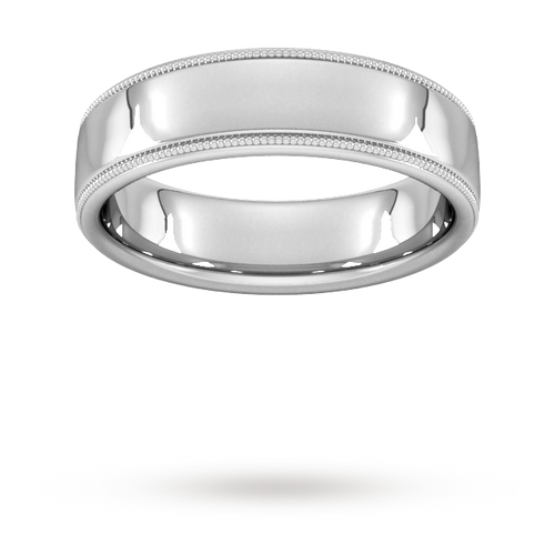 6mm Slight Court Heavy Milgrain Edge Wedding Ring In 18 Carat White Gold